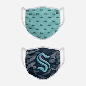 Seattle Kraken NHL Face Mask Washable Reusable 2 Pack Official by FOCO